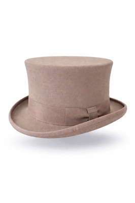 Gentleman 100% Wollfilz hochwertiger hellgrauer Zylinderhut mit Satinfutter