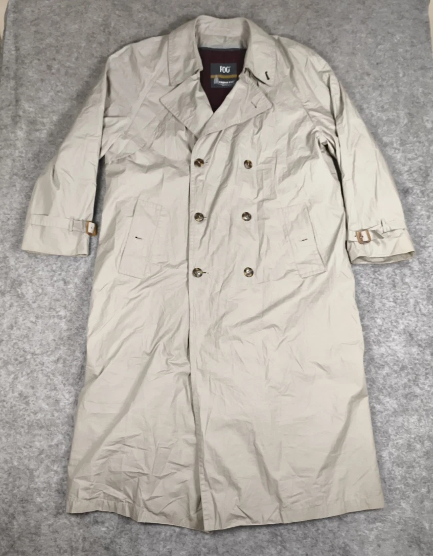London Fog Trench Coat Men's 42 Long Gray Overcoat W/Detachable Liner