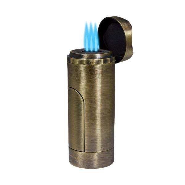VERTIGO King Triple Torch Desktop Lighter - Brass