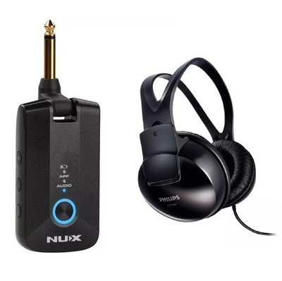 NUX MP-3 Mighty Plug Pro Silent Practice Guitar/Bass Amp & Philips Headphones