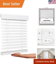 Faux Wood Blinds 2 Inch Cordless Window Shades for Indoor Rooms Bright White