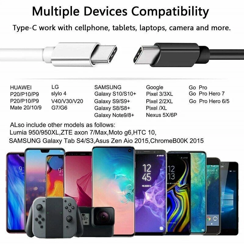 Cargador De Cable USB Tipo C Para Samsung Galaxy S10 S9 S8 Note 9 8 LG G8 G7 G6 - Image 3 of 4