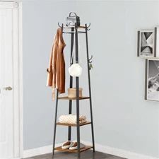 Industrial Coat Rack Stand Hall Tree Entryway Home Storage Shelves with 8 Hooks