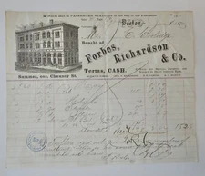 1873 Billhead Receipt Forbes Richardson & Co Boston, Massachusettes