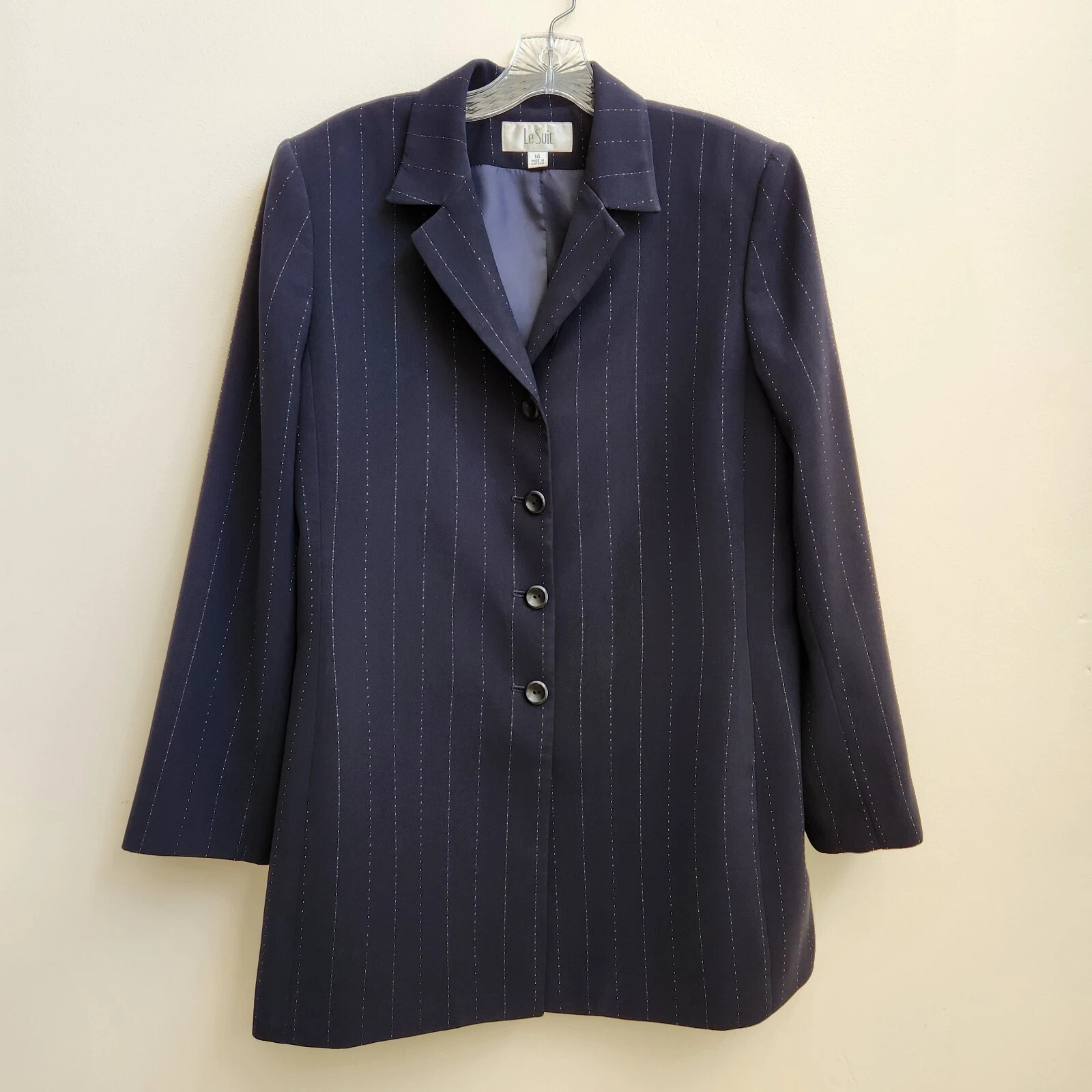 Le Suit Blazer Donna 14 Nero Tuta a Righe Giacca Foderata Carriera Ufficio Essentials