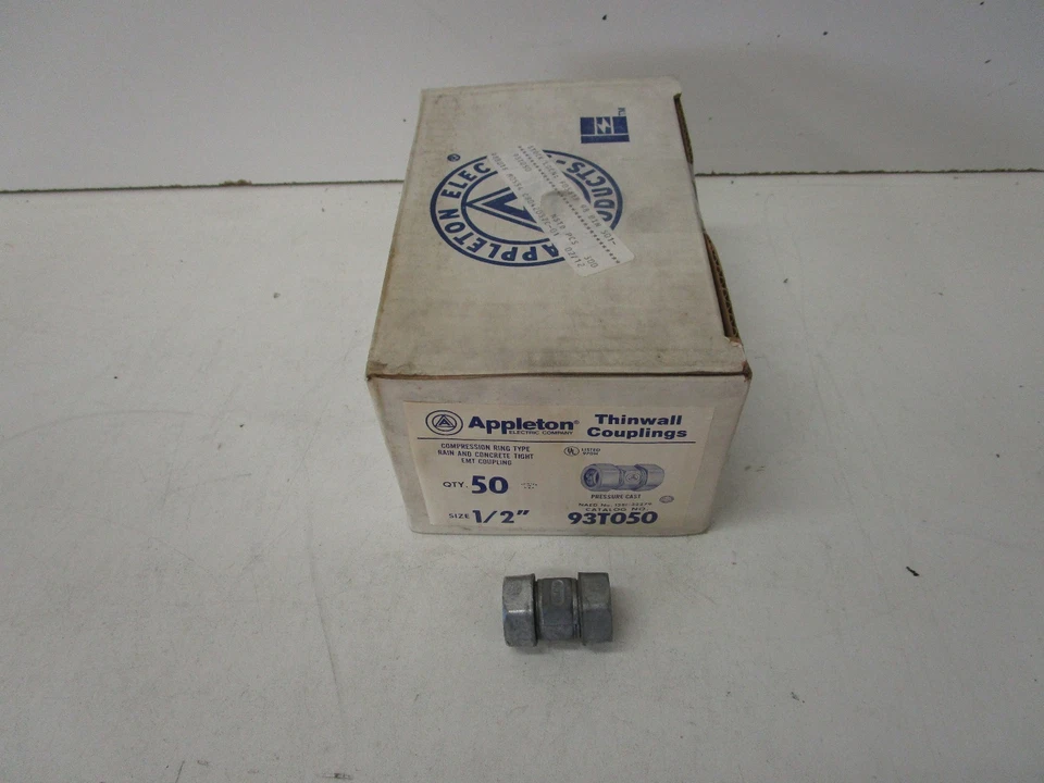APPLETON 93T050 1/2" COMPRESSION RING TYPE EMT THINWALL COUPLINGS - NOS  - Image 4 of 4