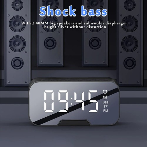 Multifunction Alarm Clock Wireless Bluetooth Music Player Electronic Digital - Picture 2 of 12