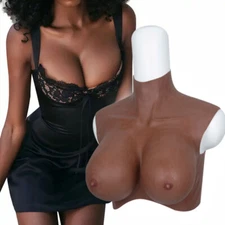 Black Realistic Breast Forms C-G Cup Silicone Fake Boobs Crossdresser Drag Queen