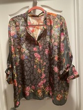 NWT Johnny Was Rosey Jordan Silk Blouse XL