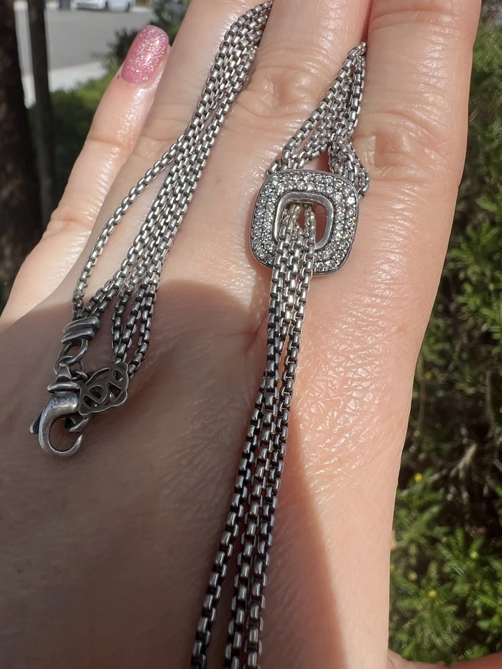 Collar Colgante David Yurman Plata Esterlina Diamante Lariat Cascada Borla Foto 2 de 4