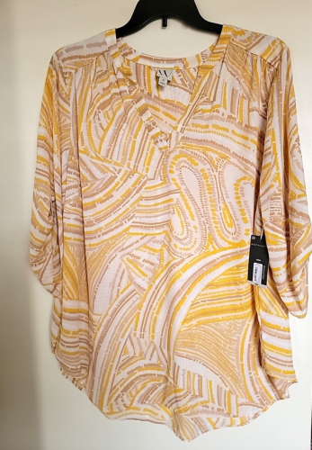 Worthington Mosaic Tunic Top Blouse Plus Size 0X 2X NEW
