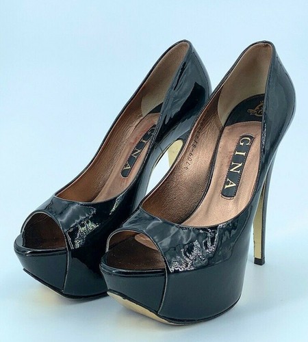 designer black platform heels