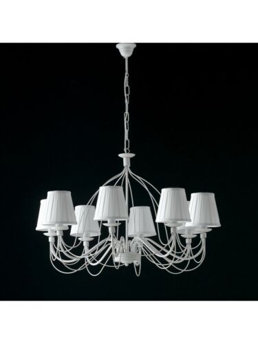 Chandelier Wrought Iron Shabby Chic White With Shades bon-210