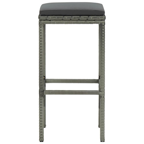 3 Pcs Bar Stools Grey PE Rattan Stylish Dining Kitchen Counter Chair Stool Set - Picture 4 of 8