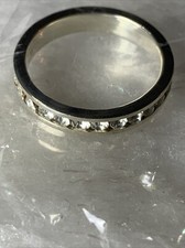 Vintage Sterling Silver Eternity Band Ring Size 5 Sparkling Rhinestone Sealed
