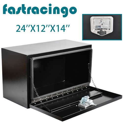 24''×12''×14'' Black Steel Pickup Truck Trunk Bed Tool Box Storage+Lock