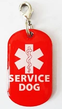 Service Dog Clip on Tag - Red with White Lettering - NEW!