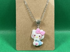 Sanrio Hello Kitty Heart Love Hello Kitty Resin Pendant Silver Necklace 18  