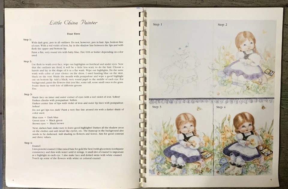 China Painting Book Straight from the Heart Cimino Shryock Roses Kids 1989 VTG - Image 3 of 4