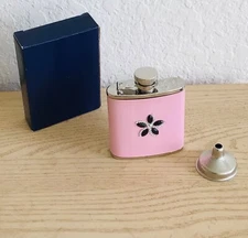 Womens Liquor Flask 2.5 oz Stainless Steel Leather Rhinestones Funnel New In Box