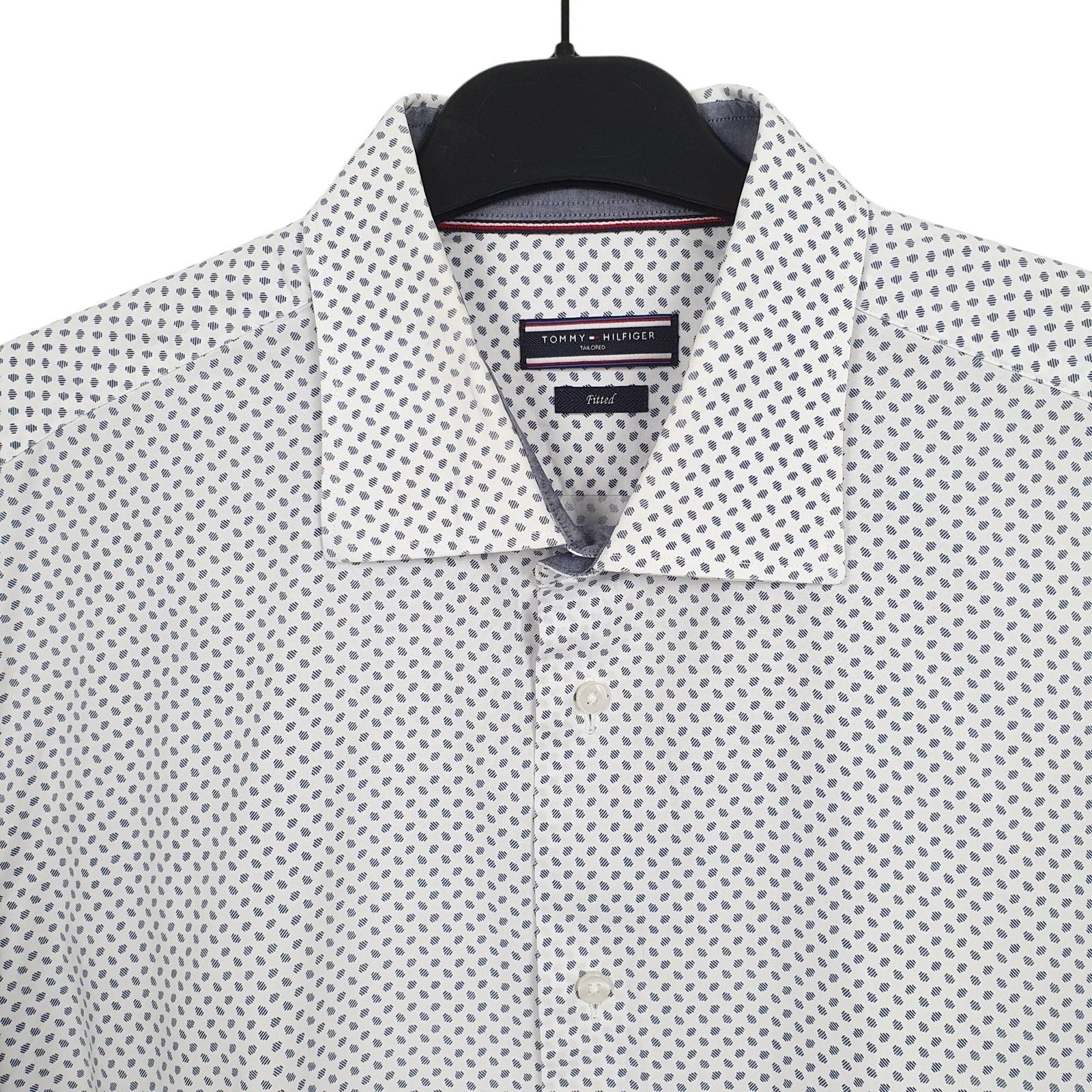 TOMMY HILFIGER White Shirt Pattern Design Long Sleeve Casual Mens L image 2