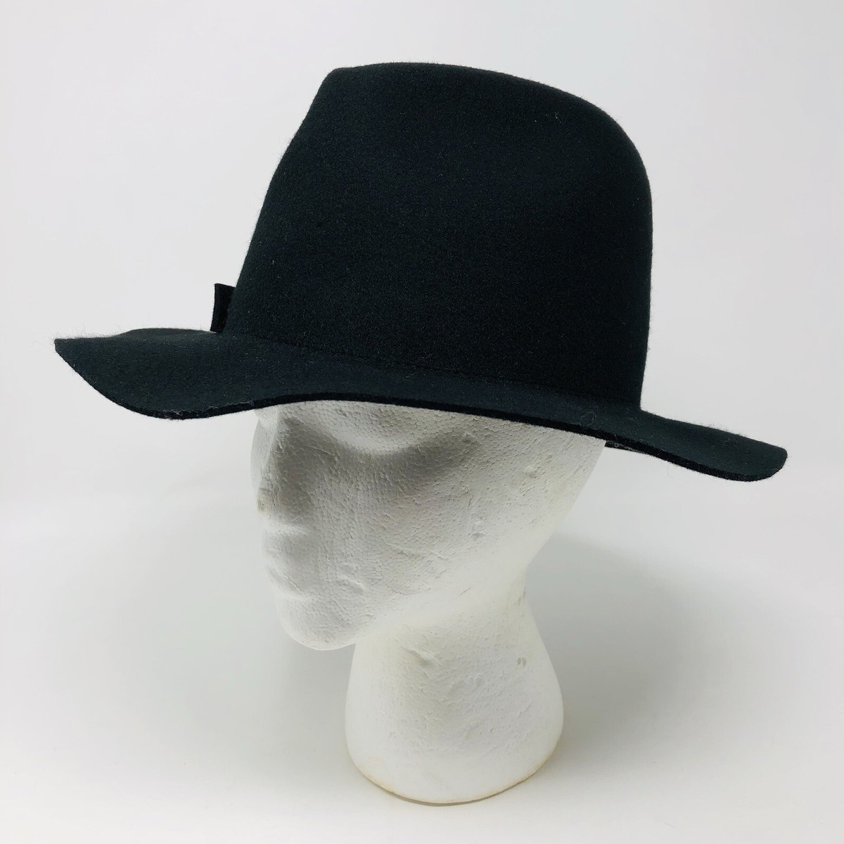 San Diego Hat Company Black Fedora 100% Wool Hat with Gold Studded Details, NWT WFH8251OSTPE-wool-stiff-brim-  main image 3