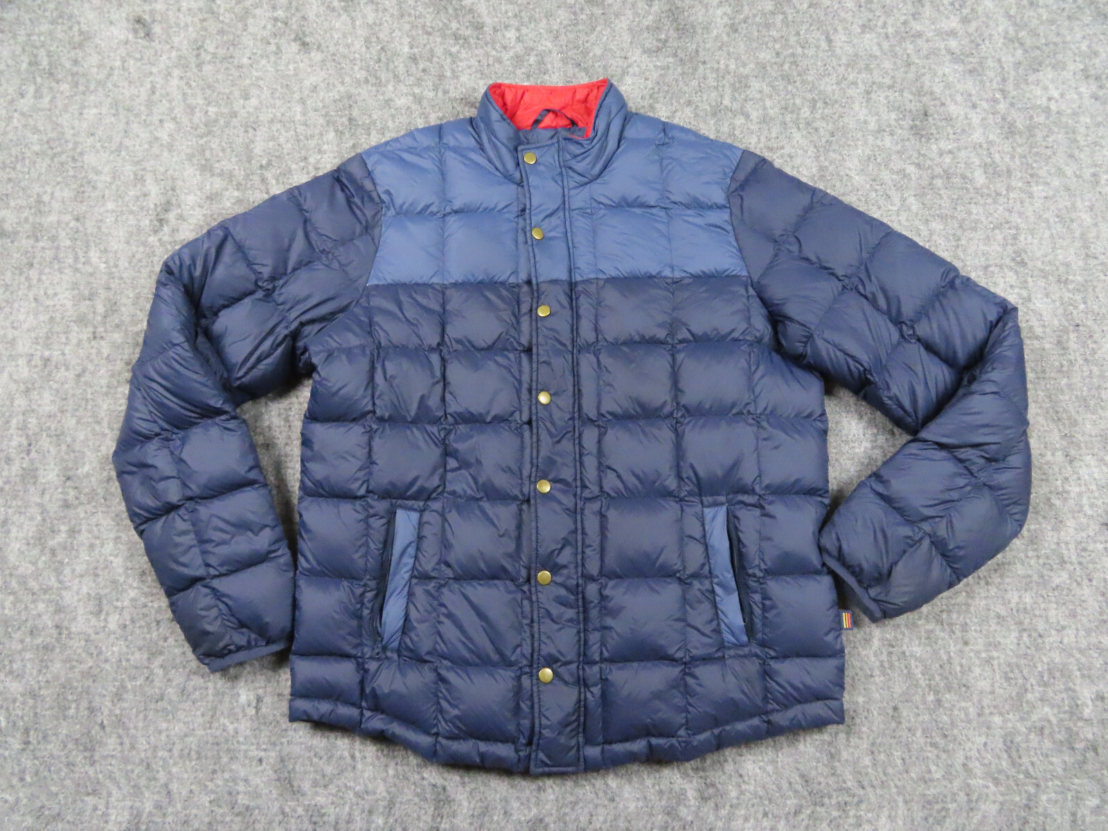 Chaqueta de Capa Marina Para Hombres Grande Azul Puffer Acolchada Plumas de Pato Cremallera a Presión