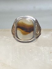 Agate ring art deco sterling silver women men