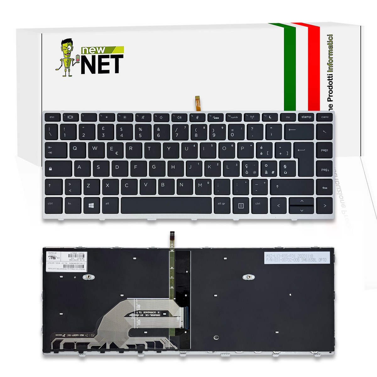 Tastiera Retroilluminata Per HP ProBook 640 G4/G5, 430 G5, 440 G5, 645 G5 - Argento, Layout Italiano - Foto 5
