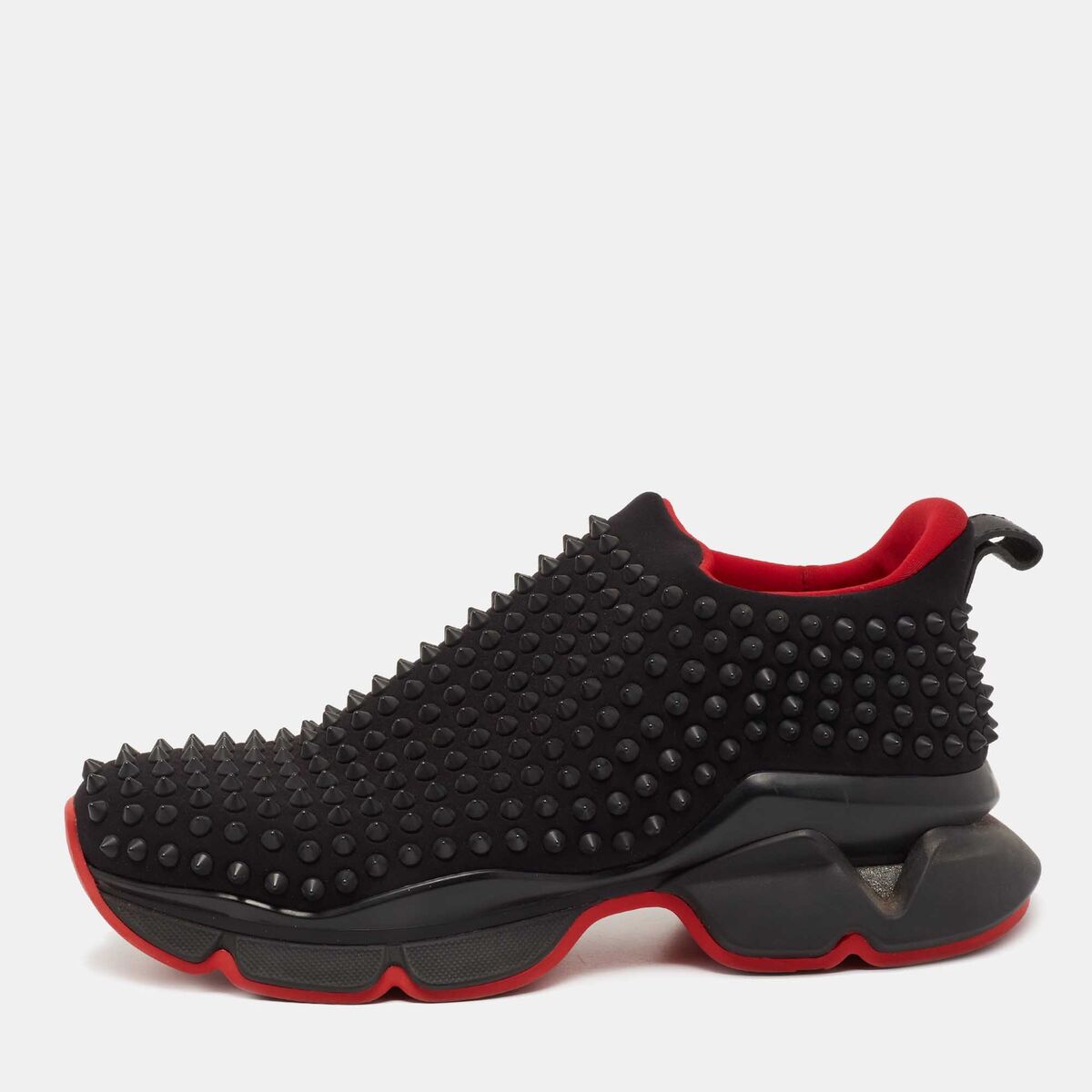 Christian Louboutin Black Stretch Fabric Spike Sock Slip On Christian Louboutin Black Stretch Fabric Spike Sock Slip On