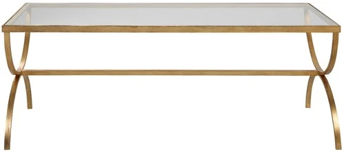 Uttermost 25186 Crescent 48"W Iron and Tempered Glass Coffee - Gold - Picture 1 of 7