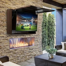 Outdoor TV Hard Cover Solid Wood Weatherproof Enclosure W/ Wall Mounting Bracket