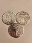 American Silver Eagle Coins, Lot of 3 - 2016 1oz .999 Fine Silver, 3oz of Silver