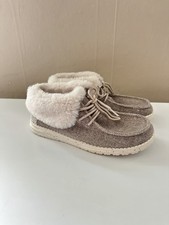 Hey Dude Womens Wendy Fold Ankle Boot Size 7 Gray Fur Lined Cozy Comfort Slip On