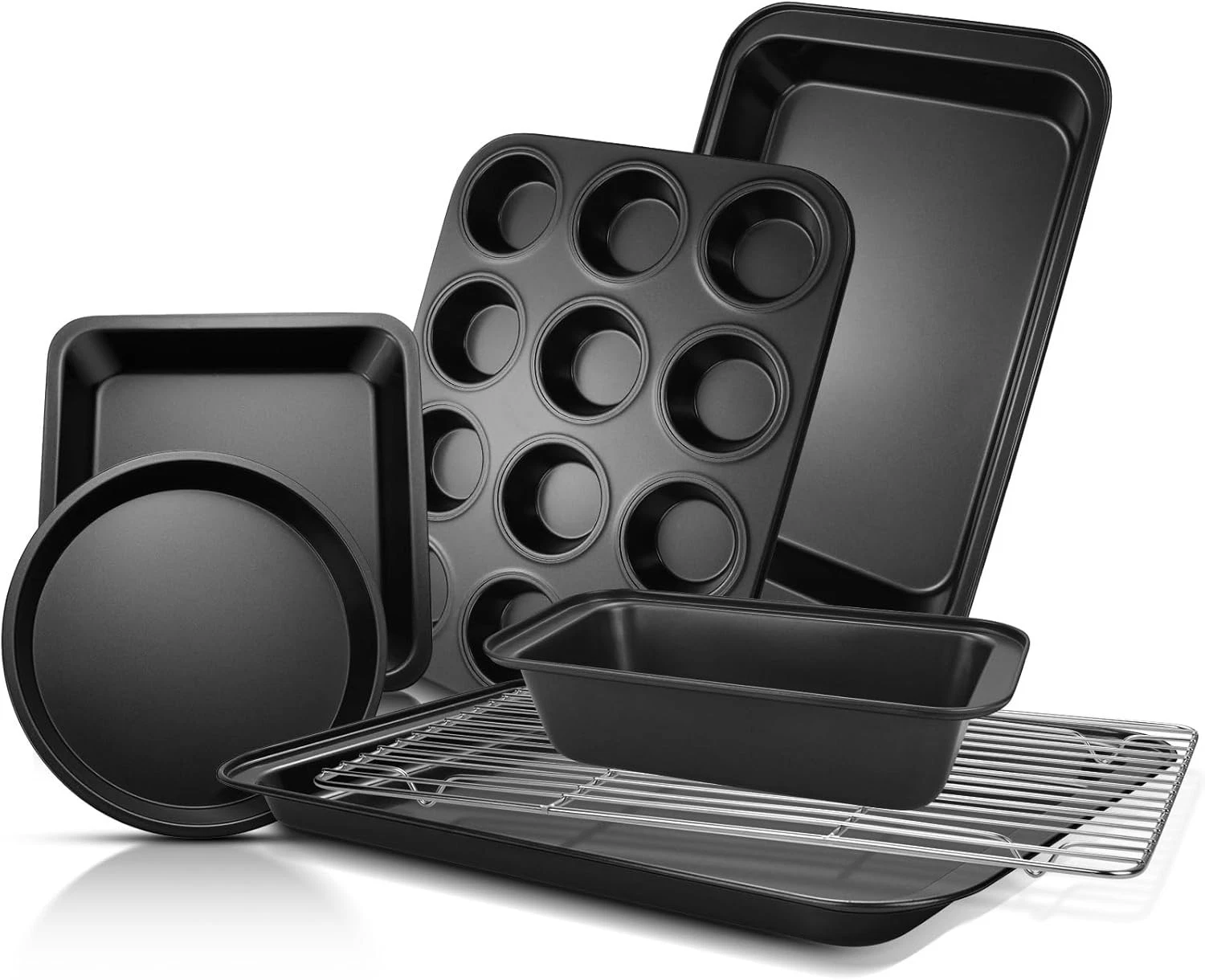 Bakeware Set, Nonstick Carbon Steel Oven Pans with Wide Grips 7-Piece Kitchen