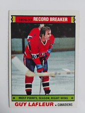 77 78 TOPPS HOCKEY RECORD BREAKER GUY LAFLEUR #214 CANADIENS