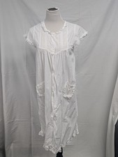 Ladies Dress Nightgown Sz M White Lace Cotton
