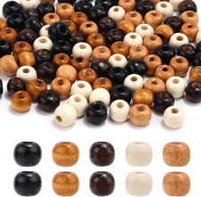150 Pcs Large Hole Wooden Beads for Crafts, 5 Colors 10Mm/0.39In Natural Wood