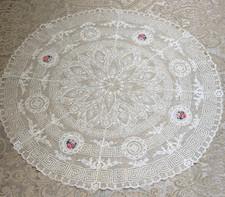 Vintage Large Round Lace Petit Point Doily