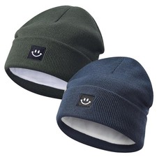 2 Pack Baby Beanie Fleece Lined Knit Toddler Hat for Girls Boys 0-8 Years