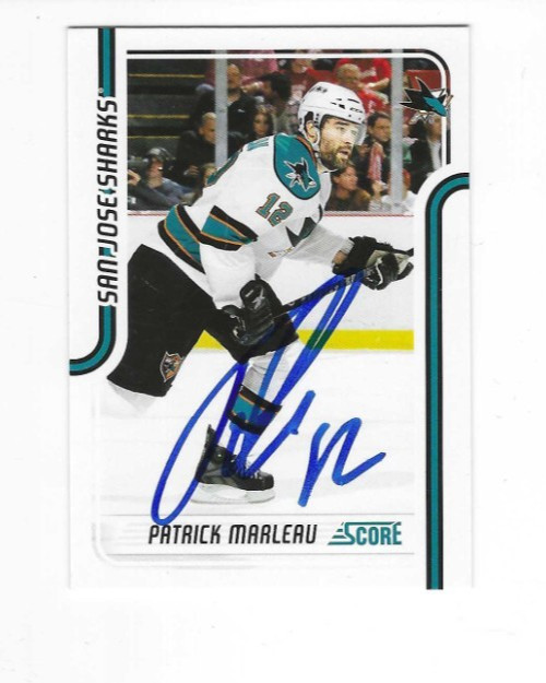 Signed PATRICK MARLEAU San Jose Sharks 2011-12 Score Panini Card #383 w/COA