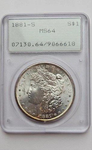 1881-S Morgan Silver Dollar Rattler PCGS MS64 OGH