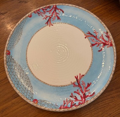 Effetti D Arte Tiffani Blue Ceramic Plate Set 2 Nautical Rope Italy 11  Rare