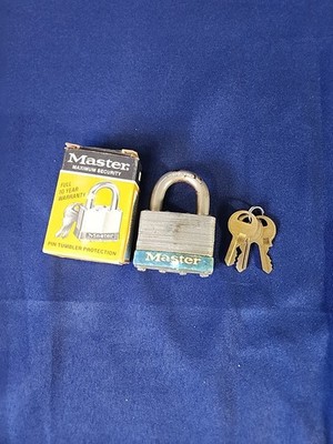 Vintage 2'' Master Precision Pin Tumbler Maximum Security Padlock #1 W Keys & Box