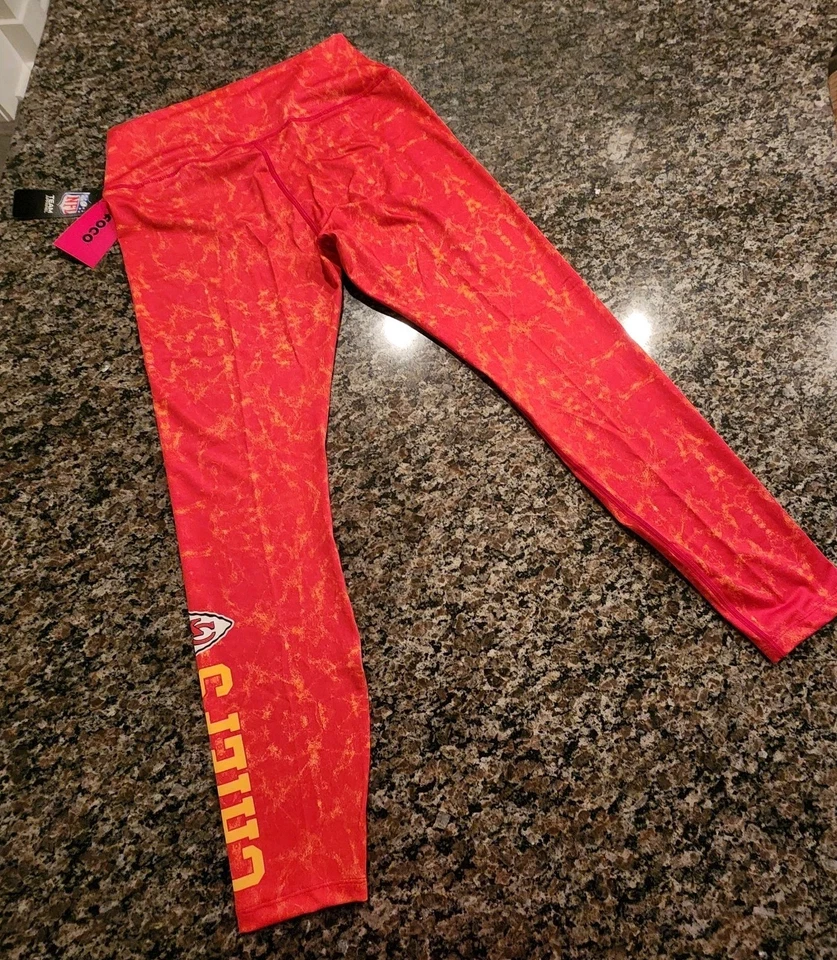 NUEVO CON ETIQUETAS FOCO Kansas City Chiefs Leggings Mujeres XL Rojo Mármol Tie Dye NFL Yoga Foto 4 de 4