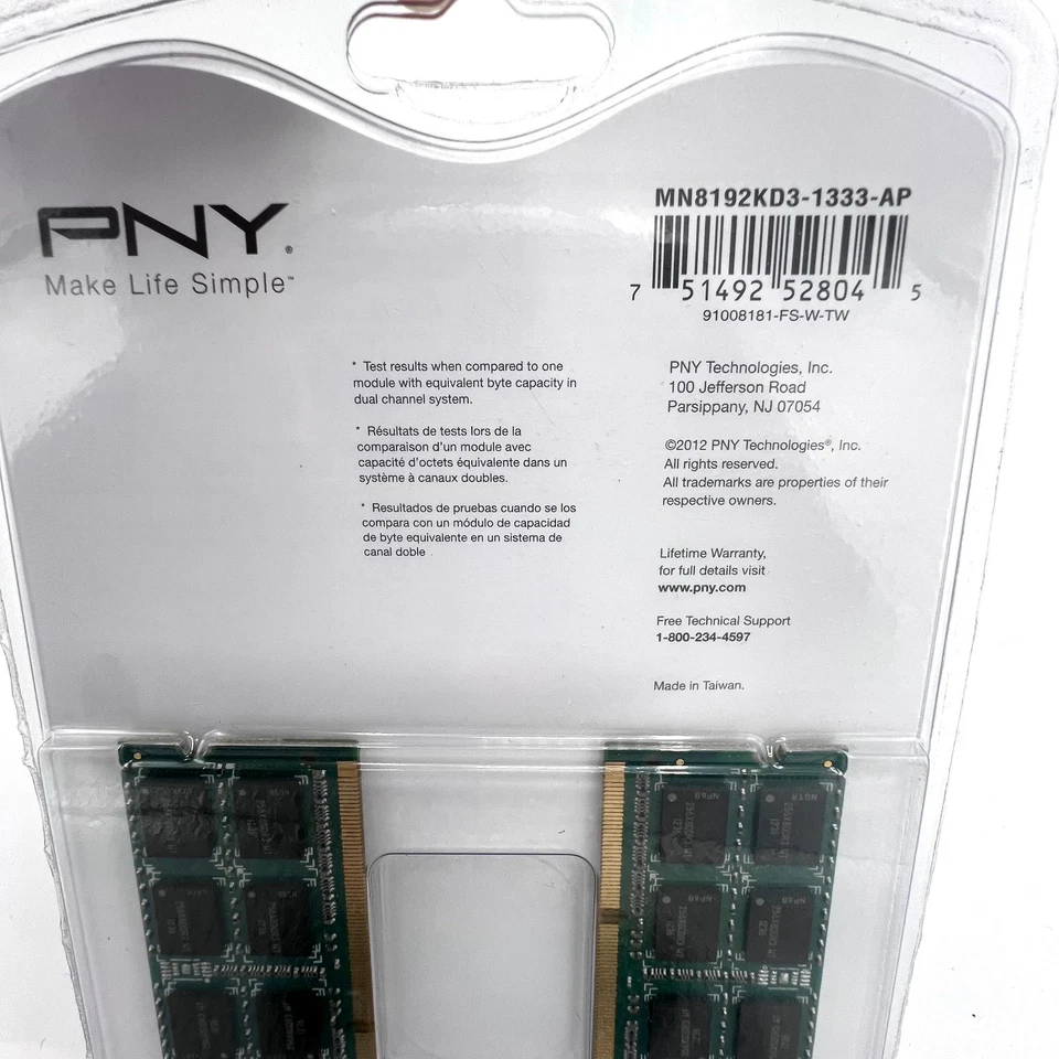 PNY 8GB RAM Memory Kit 2X 4GB PC3-10666 DDR3 MN8192KD3-1333-AP Factory Sealed - Image 3 of 4