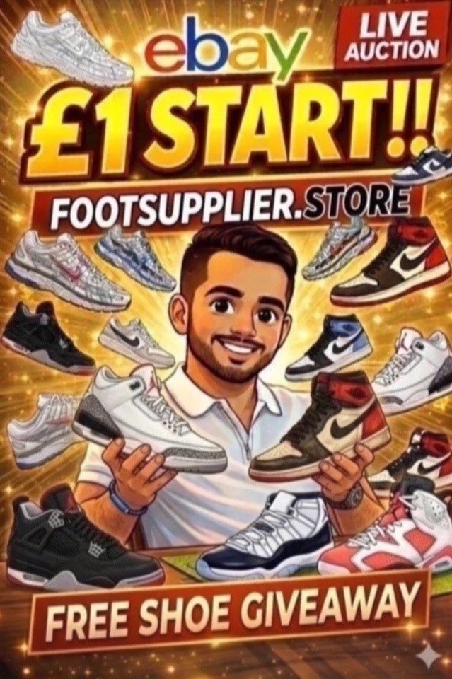 FREE SHOES, £1 START 500+ Sneakers + Clothing