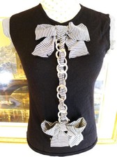 USED ◅�CHANEL] FRONT RIBBON AND CHAIN ACCENTS! TOPS 07P#38� GOOD
