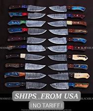 LOT OF 20 CUSTOM HANDMADE DAMASCUS STEEL HUNTING FULL TANG SKINNER EDC KNIFE