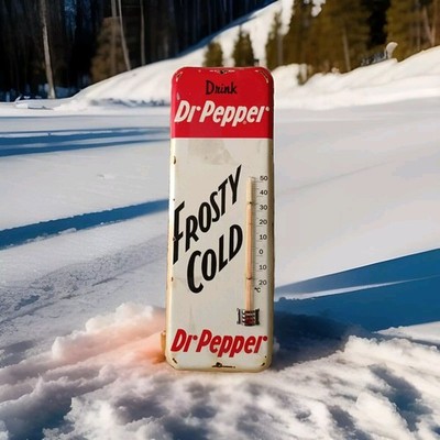 Vintage Dr Pepper Frosty Cold Thermometer Blechware 1950er Jahre ohne Porzellan